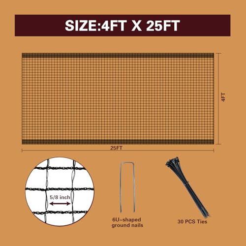 Plastic Mesh Fence Deer Fencing 4x25ft,Reinforced Edges,55gsm Heavy Duty Temporary Fence,Ideal for Garden Netting,Animal Barrier,Safety Netting, Fruit Plant Protection, Black - size: 4ft*25ft