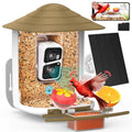 birdsnap® TUC Bird Feeder with Camera Solar Powered 2K Video with 32GB Card | AI Bird Species Identification, Squirrel-Proof, IP65 Waterproof, Outdoor Wireless, 2.4G WiFi, Gift for Mom Dad Bird Lovers - color: Light Brown