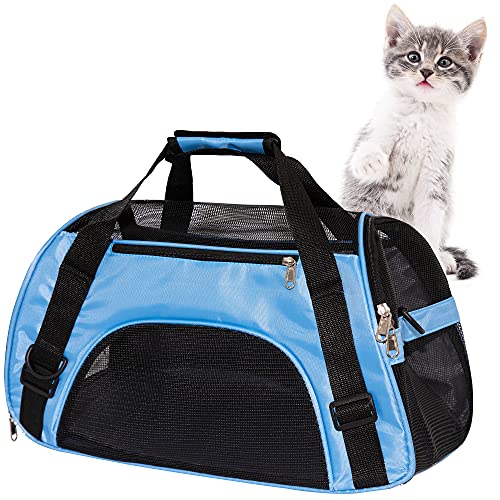 MuchL Pet Carrier Soft-Sided Carriers for Cat Carriers Dog Carrier for Small Medium Cats Dogs Puppies Pet Carrier Airline Approved Cat Dog Pet Travel Carrier (Small, Blue) - color: Small-Blue