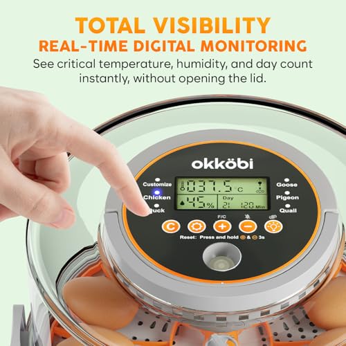 12 Egg Incubator with Automatic Egg Turning and Humidity Control – Temperature Adjustment – incubators for hatching eggs – Built-in Egg Candler – Incubadora de Huevos de Gallina – Easy to Use