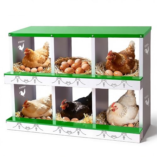 Chicken Nesting Boxes Rollout Egg Collection 6 Compartment Green - color: Green, size: 33.6"L x 5.5"W x 14.7"H