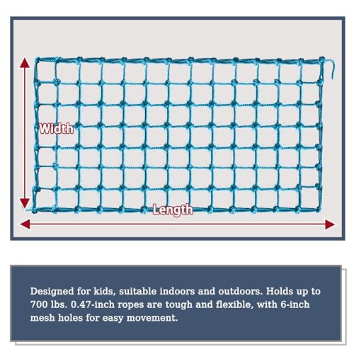 Upgraded Kids' Polyester Climbing Net, 8 Sizes, Heavy-Duty & Exquisite, Ideal for Indoor/Outdoor Playscapes - Treehouse, Gym, Balcony - Enhanced Safety (Sky Blue, 6ft x 9ft) - color: Sky Blue, size: 6ft x 9ft