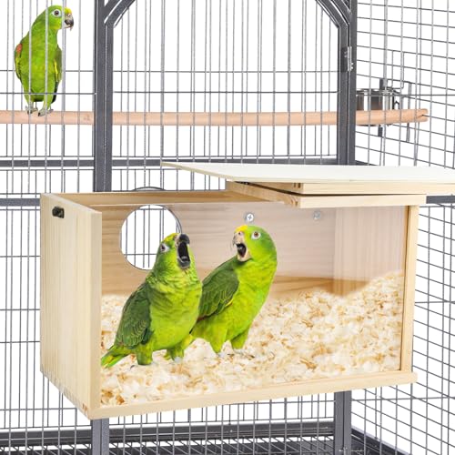 Parakeet Nesting Box Cockatiel Nesting Natural Pine Bird Nest Bird Breeding Box House Acrylic Transparent Bird Box with Detachable Wooden Board for Lovebirds Cockatiel Budgie Conure Parrot XL - size: XL(13.3*7.4*6.6inch)