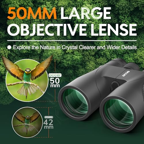 Occer 12x50 Binoculars for Adults High Powered for Bird Watching Hunting | Easy Focus, Large 50mm Objective Lens, Low Light Vision, Clear Image for Cruise Ship Travel Concert Stargazing, Gift for Men - color: Black