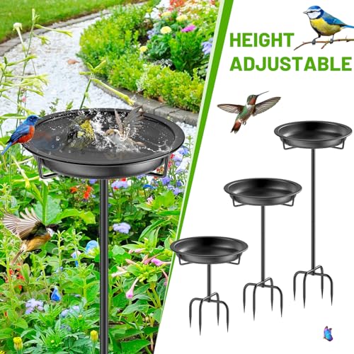 Metal Bird Bath for Outside Garden Birdbath Bowl, 36.2" Height Freestanding Bird Feeders for Outdoors with 4 Prongs Base Stake, Standing Birdfeeders for Yard Lawn Decor (Black) - color: Black
