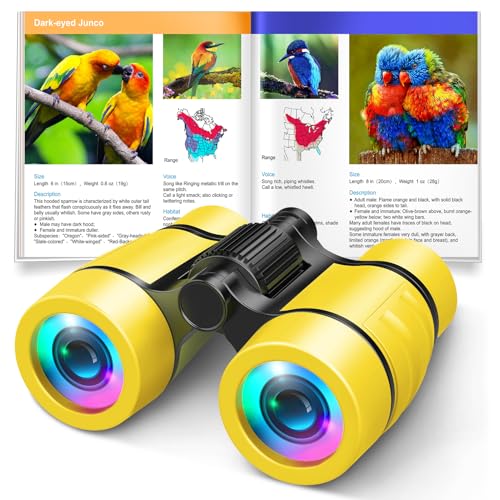 Toys for 3-7 Year Old Girl Boy: LET'S GO! Bird Watching Binoculars for Kids Ages 3 4 5 6 7 Year Old Girls Boys Outside Learning Toy for Kid Christmas Preschool Gift Toddler Binoculars Toy Stuffers - color: Yellow