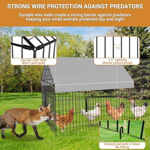 Chicken Coop 87"×40" Metal Portable Black Duck Coops Enclosure with Waterproof Cover Chickens Cage Runs for Yard Outdoor Backyard Farm Duck Pen Chicken Tractor for Rabbit, Dog, Cat,Small Animal