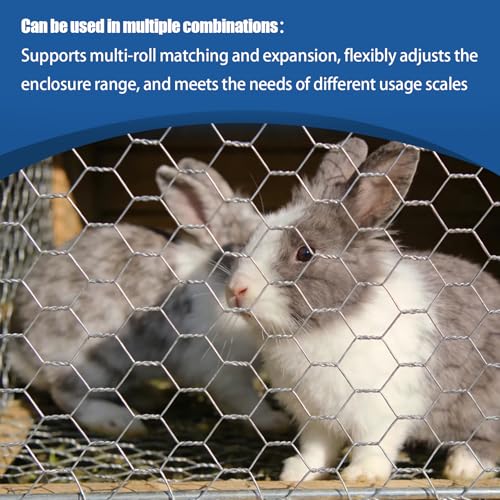 WFLNHB Hexagonal Chicken Wire Poultry Netting Galvanized Mesh Garden Fence Barrier Fence Mesh Roll 6Feet x 50Feet - size: 6FTx50FT