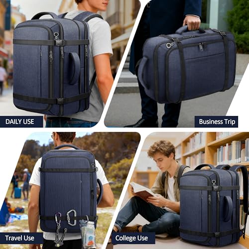 Travel Backpack with LifetimeWarranty,Expandable Carry on Backpack,Blue | 35-45L Cable Access Port,Fits 17.3"Laptop,Flight TSA friendly,Anti Theft Laptop Backpack Travel,Commuting - color: Blue, size: Standard（35L-45L）