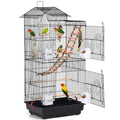 Yaheetech 39" Roof Top Flight Cage with Toys, Wrought Iron Bird Cage for Cockatiels, Conures, Lovebirds, Budgies & Small Birds - color: Black
