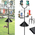 Squirrel Proof Bird Feeder Pole, Dual U-Shape 92" Adjustable Heavy Duty Stand, Multi-Purpose Outdoor Bird Feeding Station & Yard Decor, Includes Hooks, Trays, Baffle & Base