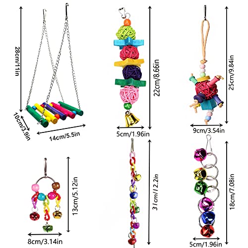 8 Pcs Parakeet Cockatiel Bird Toys, Parrots Conures Budgies Cage Accessories