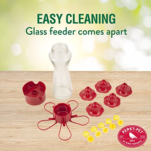 Perky-Pet Favored Pinch-Waist Glass Hummingbird Feeder, 16 oz Capacity | Built-in Ant Moat & Bee Guard for Prevention Against Bees, Wasps, Ants, 5 Feeding Ports with Perches, Garden Décor - style: 1 Feeder