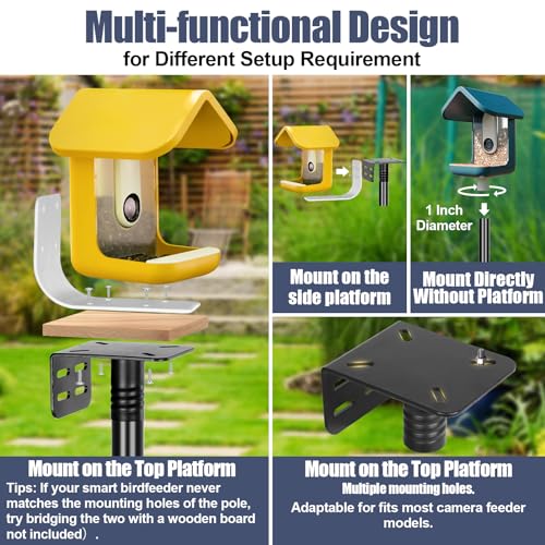 Gtongoko Smart Bird Feeder Pole Squirrel Proof 1-Inch Dia 79 Inch Bluebird House Pole for Outdoors Squirrel Baffles for Feeders Weather Station Heavy Duty Metal Mounting Kit Black - color: 79 Inch with Baffle
