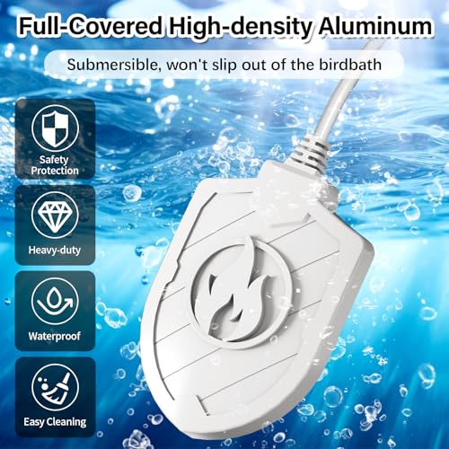 100W Bird Bath Heater, Birdbath Heaters for Outdoor Bird Bath Water Heater in Winter Submersible Thermostat Control, Heated Bird Bath Deicer for Outside Bird Chicken Poultry Livestock (White) - color: White