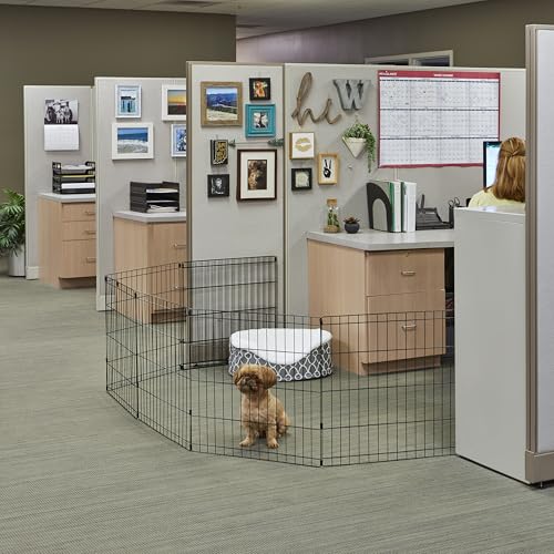 MidWest 30-Inch Exercise Pen, No Door, 16 Sq Ft Play Area | for Indoor and Outdoor Use, No Door Design for Maximum Security, Easy to Set Up, Foldable Playpen - color: Black No Door, size: 30" H