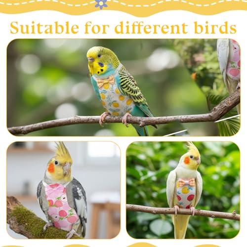 6 Pcs Bird Diapers, Parrot Diaper Reusable with Waterproof Lining | Washable for Cockatiel Budgie Lovebird Parakeet Canary, 4.72x2.64 Inches (Colorful)