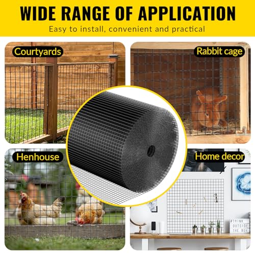 Hardware Cloth 1/2 inch 36 x 50 ft Heavy Duty Black Chicken Wire Fencing 19 Gauge Vinyl Coated Welded Wire Mesh Roll PVC Hardware Cloth Chicken Wire Fencing Garden Fence Tree Guard - color: Black, size: 36 x50 1/2inch