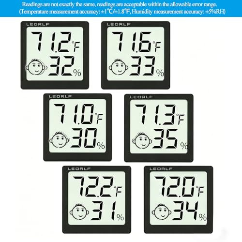 Mini Humidity Meter Hygrometer 6 Pack Room Thermometer Indoor Digital Temperature and Humidity Monitor (Black) - style: Style A-Black-6pcs