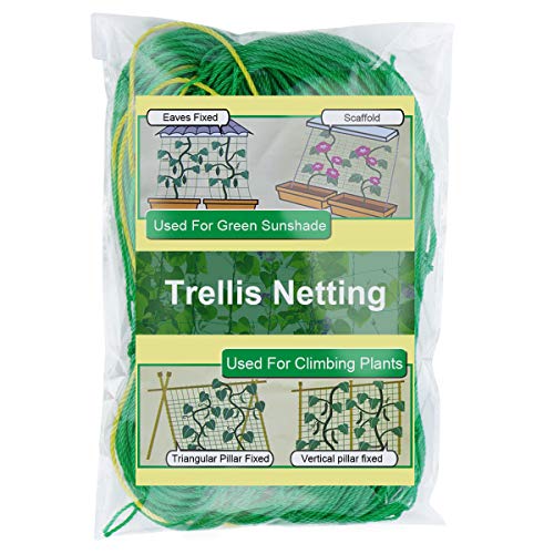 Pack of 2 Cucumber Tomato Trellis Netting, Heavy Duty Garden Netting Support for Climbing Plants, Pea, Grape, Bean, Fruit, Vegetables - 4" Mesh Size - 6Ft x 16.4Ft - size: 6Ft*16.4Ft