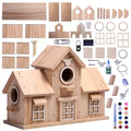 Wooden Birdhouse with Multiple Nesting Compartments, Hanging Bird House, 11.8 x 4.7 x 8.66 Inch