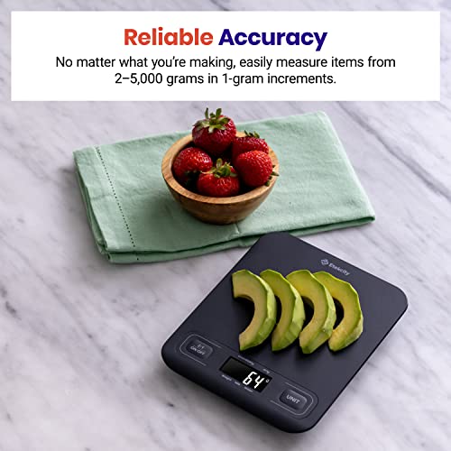 Etekcity Food Kitchen Scale, Digital Grams and Ounces, Medium | Tare function, ideal for baking, weight loss, keto, meal prep, packages, liquids and jewelry, Black - color: Midnight Black