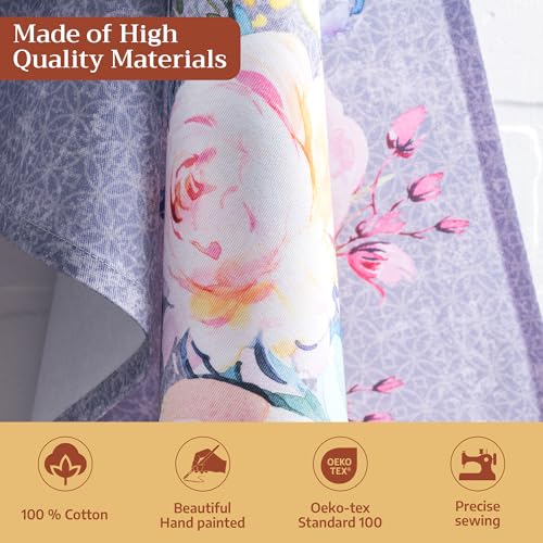 Maison d' Hermine Kitchen Towels Set of 3 Reusable 100% Cotton 27.50" x 20" | Cloth Tea Dish Towels Absorbent with Hanging Loop for Kitchen Dining Party Home Spring Summer - Sweet Rose Lavender - Lush - color: 033 - Sweet Rose Lavender - Lush