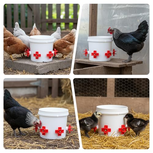 12 pcs Horizontal Chicken Water Nipples with 1/2'' PVC Tee Fittings Mount Poultry Auto Chicken Waterer Nipple Drinker for Ducks Quail and Other Poultry DIY Automatic Waterering System