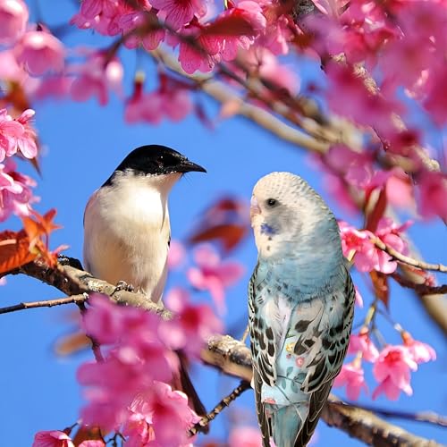 2 Pcs Bird Diapers Bird Harness Flight Suits Diapers with 80in Flying Leash Reusable Parrot Nappy with Waterproof Inner Layer for Cockatiel Budgie Conure Parakeet Lovebird-Blue&White