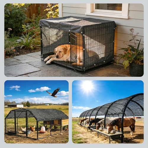 Royal Shade 2' x 6' Black Custom Size 90% Shade Cloth Dog Kennel Shade Mesh Tarp Sunblock with Grommets for Dog Kennel Cover, Fence Privacy Screen, Greenhouse, Chicken Coop & Pet Playpen. - color: Black, size: 2' X 6' Custom Size