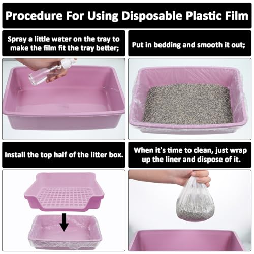Qianyu 50 PCS Small Animal Cage Liners Disposable Rabbit Bedding & Litter Box Liners Toilet Plastic Film Pan Bags for Bunny Cat Guinea Pig Bird Hamster Chinchilla