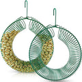 Patelai 2 Pieces Hanging Wreath Feeder Whole Peanut Wild Bird Feeder Wreath Round Squirrel Proof Bird Feeders with Hanging Hook for Outdoor Birds Feeding, 11.8 x 16.5 Inch(Green)