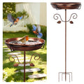 Ieuan 35.4" Metal Bird Bath for Outside, Freestanding Birdbaths, Gold | Bowl Diameter: 12 inch, Depth: 2.2 inch Vintage Scroll Design, Baked Paint Coating