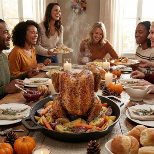 onlyfire Pre-Seasoned Cast Iron Chicken Roaster for Beer Can Turkey | Poultry Holder with Drip Tray for Beer Can Chicken, Vertical Stand for Grill, BBQ and Oven