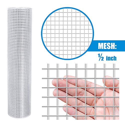 Fencer Wire 19 Gauge Hardware Cloth Metal Wire Mesh 1/2" x 1/2", Galvanized Welded Cage Wire Poultry Netting Square Chicken Snake Fencing Gopher Fence Racoons Rabbit Pen Gutter - size: 2 ft. x 5 ft.