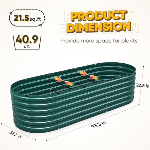 KING BIRD Raised Garden Bed Quick-Setup 94x36x23 in | Galvanized Planter Box Outdoor for Gardening, Vegetables, Flowers, Green - color: Green, size: 94X36X24 in