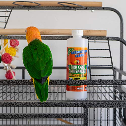 Absolutely Clean Amazing Bird Cage Cleaner and Deodorizer - Just Spray/Wipe - Safely & Easily Removes Bird Messes Quickly and Easily - USA Made - Fragrance Free (4X Concentrate - 16oz Makes 64oz) - style: 16 Fl Oz Concentrate (Makes 64oz)