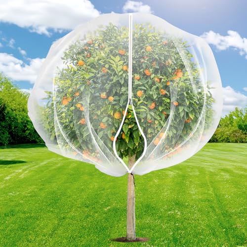 7.8 x 7.8 ft Large Fruit Tree Netting Cover with Zipper and Drawstring,Garden Insect Netting Plant Cover Transparent Bird Plant Barrier Flower Fruit Mesh Screen for Preventing Deer Squirrel Bugs | Ultra-Fine Mesh Plant Cover for Fruit Trees, Flowers and V