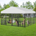 ROOMTEC Large Dog Kennel Outdoor Pet Pens Dogs Run with 4 Bowls (10' L x 10' W x 6.5'H) - size: 10’L x 10’W x 6.5’H