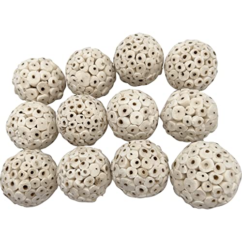 5106 Small Sola Bird Balls Pk12 - Handmade wooden bird foot toys, Formed from air dried pieces of sola wood, Lightweight, Easily breaks apart, Shredding fun, Great for small and med size birds - color: Small Sola Balls, size: Pack 12