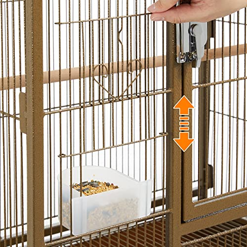 Topeakmart 53.5inch Large Bird Cage Metal Mobile Parrot Cage for Canary Pacific Parrotlet Lovebird Budgie Caique Senegal Green-cheeked Conure, Palmer Green - color: Palmer Green
