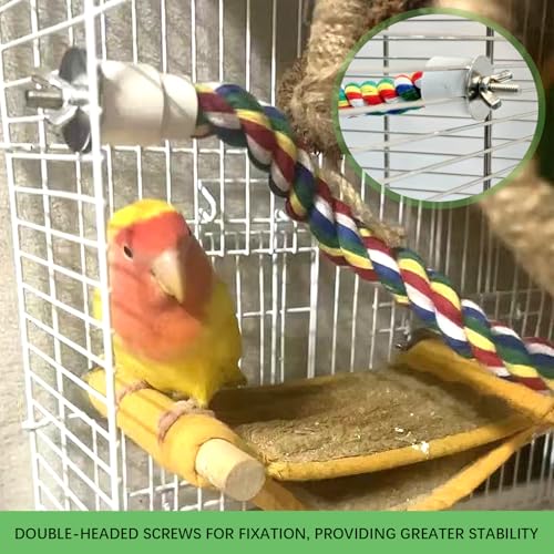 Bird Rope Perch - 40CM/15.7inch Colorful Perches Climbing Standing Bungee Rope Perches Chew Toys for Cockatiels Parrots