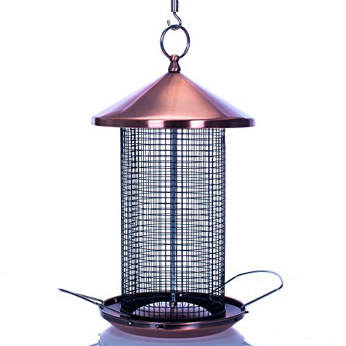 Cottage Garden 12 inch Copper Finish Heavy Duty Mesh Metal 3 Lb. Secure Cap Cover Nut Bird Feeder - color: Copper Tone