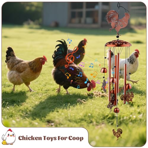 Large Chicken Toys for Coop, Chicken Wind Chime Enrichment Toys, Hanging Chick Peck Toy with Colorful Bells, Home Garden Musical Coop Accessories - style: C