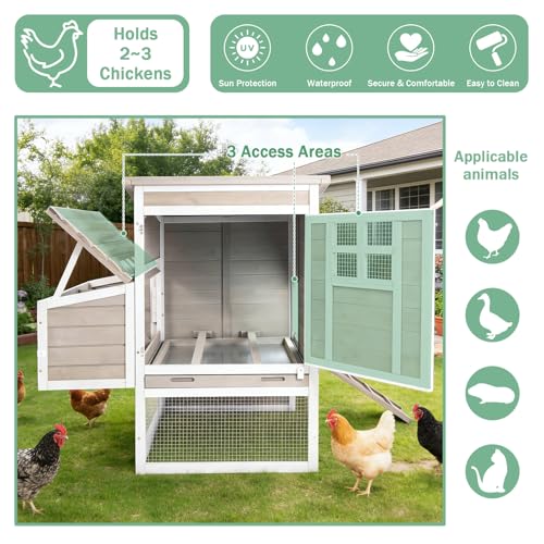 PetsCosset 39.13" L Chicken Coop for Outdoor,2-Story Poultry Cage with Nesting Box,Fir Wood Hen House with Pull-Out Tray for 1-3 Chicken,Slanted Wooden Roof,Suitable for Backyard,Park,Garden,Grey - size: 39.13" L - Grey