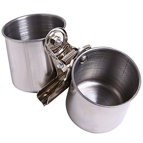 Stainless Steel Parrot Parakeet Cockatiel Food Water Bowl Pet Bird Cage Hanging Hook Feeding Double Cups Bowl Clip Stand Perch Birdcage Stand Accessories