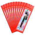 ANZNKU 100 Pcs Holographic Mylar Pen Bags 2.7x9, Red Pen Sleeve Sealable | Beadable Pencil Pouch with Clear Window, Resealable Plastic Zip Baggies, Small Business Jewelry Sample Candy Favor Packaging - color: Red, size: 2.7 x 9 Inch