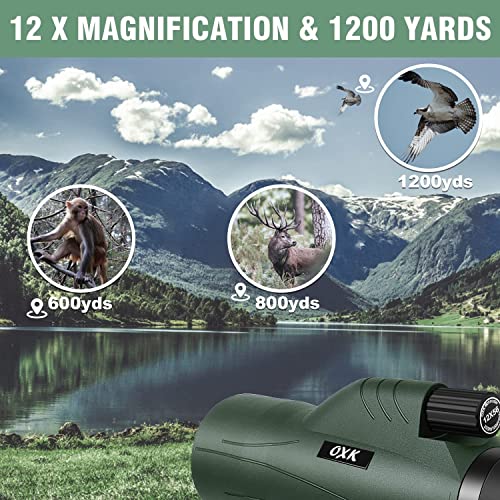 12x56 High Power Monocular Telescope for Adults with Smartphone Adapter | Large BAK4 Prism & FMC Lens Monoculars, Comes with Tripod Travel Bag, Suitable for Bird Watching Hunting Hiking Camping Gift