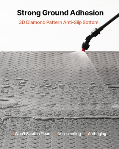 VEVOR Rubber Flooring Roll, 4 x 15 ft SBR Diamond-Plate Rubber Mat, 3mm Thickened, Easy to Clean, Customizable Size, Non-Slip Floor Protector Mat for Under Cars, Garage, Warehouse, Industry Gym, Black - size: 182.1"L x 48.7"W x 0.1"Th