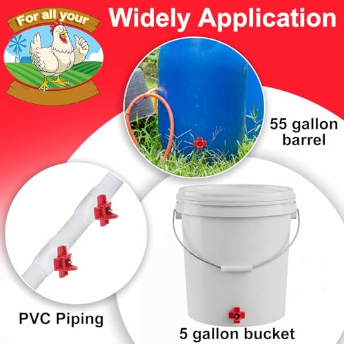 Tanlade 100 Pack Chicken Water Nipples Horizontal Automatic Chicken Waterer Nipples with Drill Bits, Gaskets & Wing Nuts for Chicks, Ducks, Quails, Hens & Poultry Coop Farm Use
